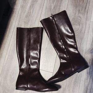 Women's Over-the-Knee Tall Boots in Dark Brown Leather with Side Zip